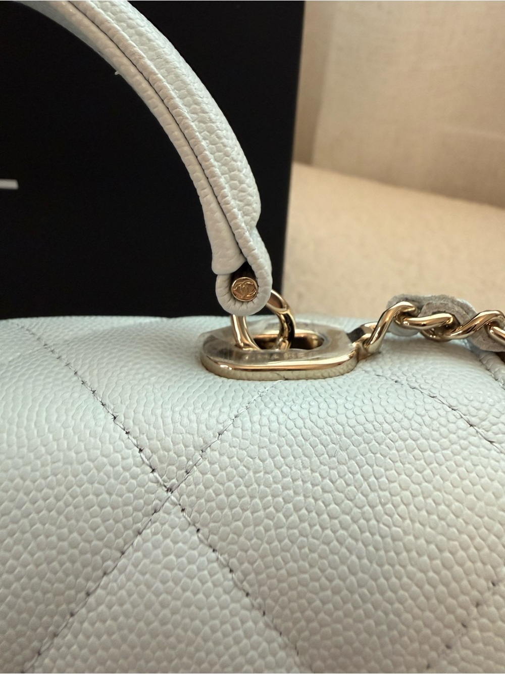 CHANEL Mini Quilted Top Handle Bag in Light Gray BRAND NEW - Picture 6 of 14